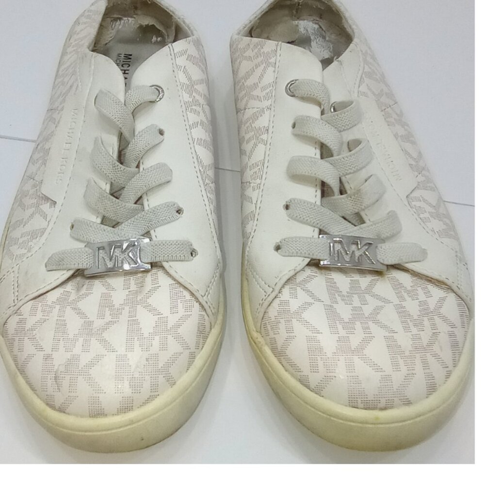 Michael Kors Girls Size 4 Jem Miracle White Fashion Sneakers Shoes Mules